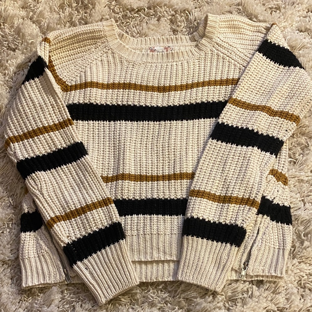 Pink Republic Multi-Striped Sweater - Black, Brown, Cream